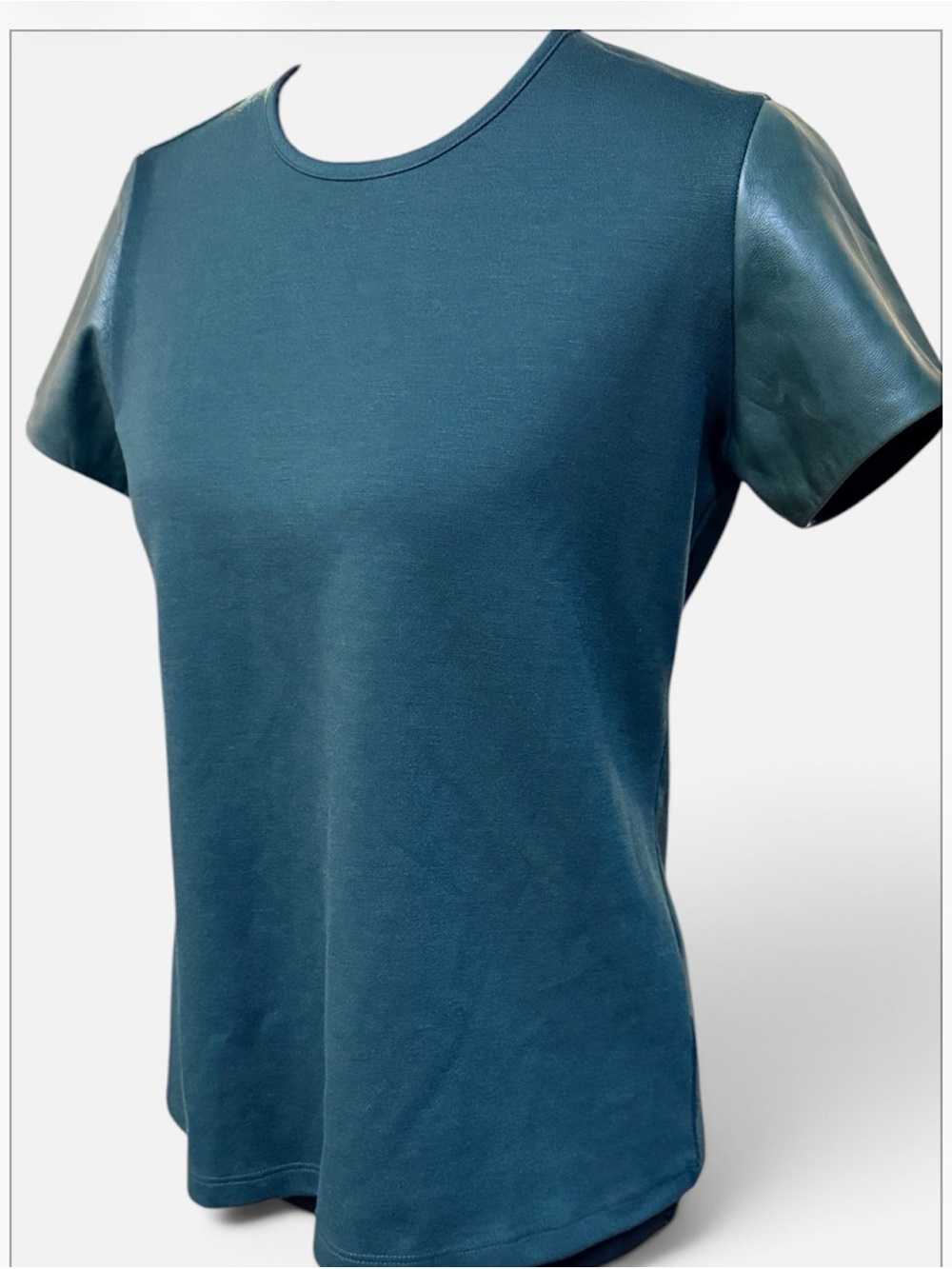Hunter Bell New York Green Genuine Leather Sleeve Top Shirt Size - Picture 3 of 10